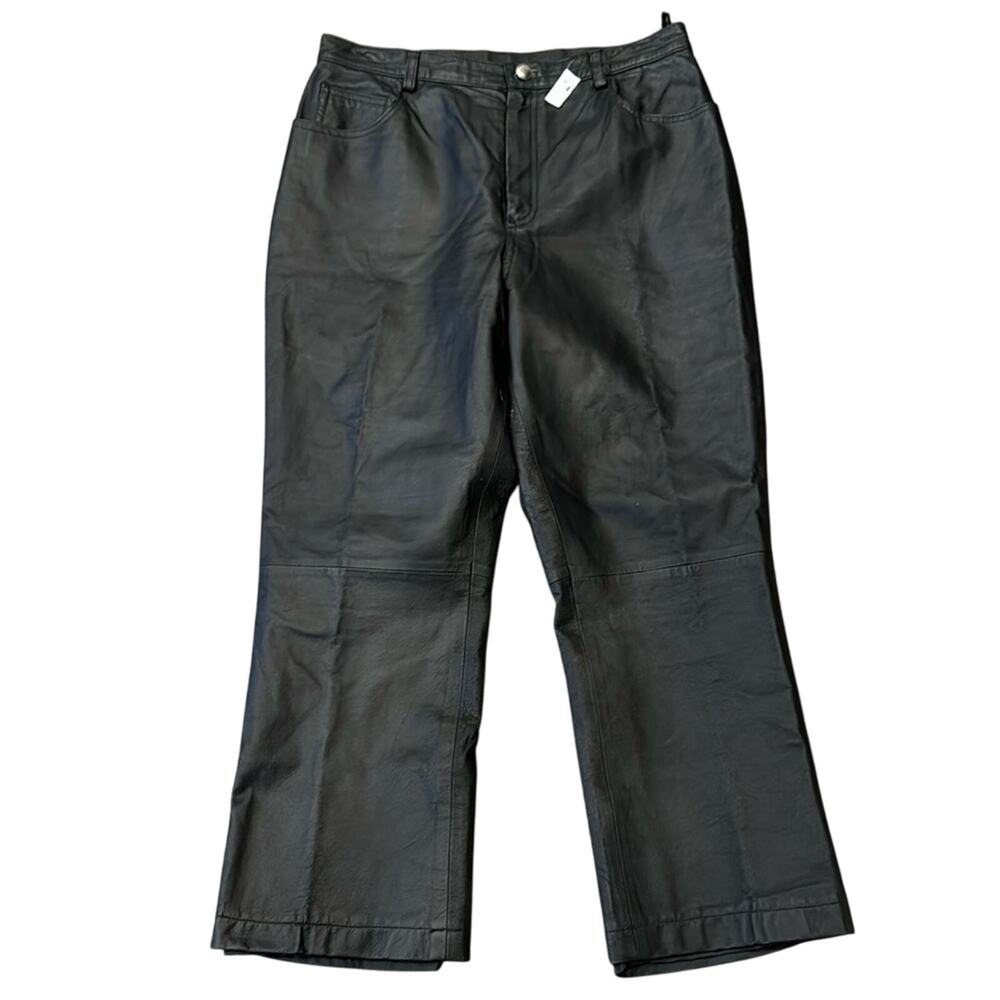 NWT Newport News Women's Leather High Rise Cropped Pants Black Size 14